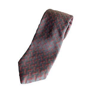Vintage Hampton Hall Ltd New York Xerox advert Polyester Necktie - Dark Navy/Red
